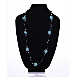 Native American Blue Turquoise And Black Onyx