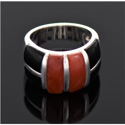 Native American Red Coral And Black Onyx Ster