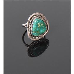 Old Pawn Green Turquoise Sterling Silver Ring