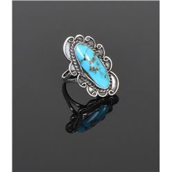 Blue Turquoise Sterling Silver Ring. Ring Siz