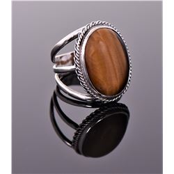 Tiger's Eye Sterling Silver Ring With Three B