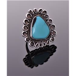 Native American Blue Turquoise Ring With Loop