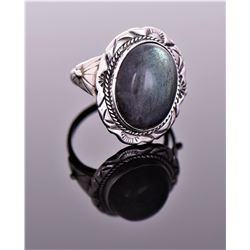 Native American Black Moonstone Sterling Silv