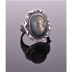 Native American Black Moonstone Sterling Silv