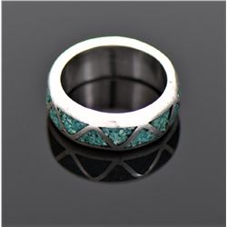 Native American Turquoise Chip Sterling Silve