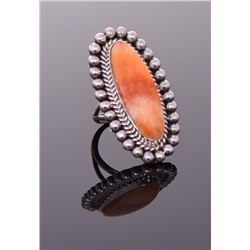 Spencer, Navajo Pink Coral Sterling Silver Ri