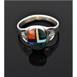 Vintage Zuni Multi Color Stone Sterling Silve