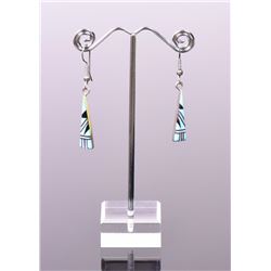 Zuni Stone Mosaic Sterling Silver Earrings, w