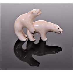 Rare Antique Inuit Polar Bears Mating, Walrus