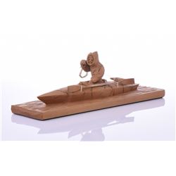 Vintage Carved Wood Inuit Eskimo Hunting Boat
