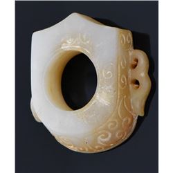 Rare Chinese White Jade And Yellow Russet Ski