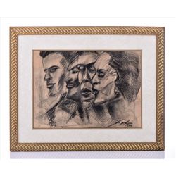 Luder, Original charcoal drawing signed and d