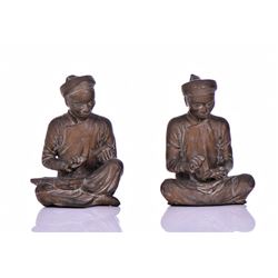 Mid-Century Bronzed Plaster Asian Seated Scho