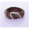 Image 3 : Vintage Triple Metal Over Wood Bangle.  Estim