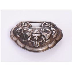 Chinese Silver Longevity Lock With Foo Bat De