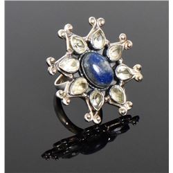 Persian Lapis Lazuli Starburst Ring With Whit