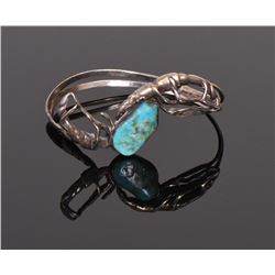 Mid Century Turquoise Sterling Silver Brutali