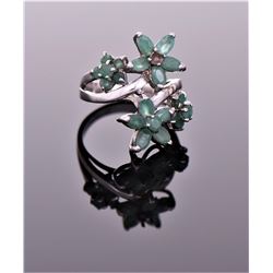 Vintage Natural Emerald Stone Flower Burst St