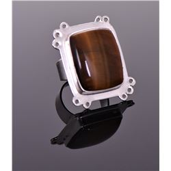 Vintage Tiger's Eye Sterling Silver Ring.  Es