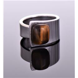 Vintage Tiger's Eye Sterling Silver Ring. Rin