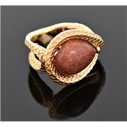 Cordova Snake Ring, Brown Goldstone With Gold