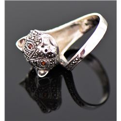 Vintage Panther/Jaguar Marcasite And Garnet S