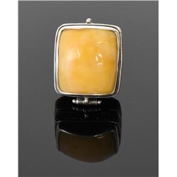 Huge Butterscotch Amber Sterling Silver Poiso