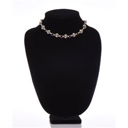 Green Turquoise Sterling Silver Necklace. Bas