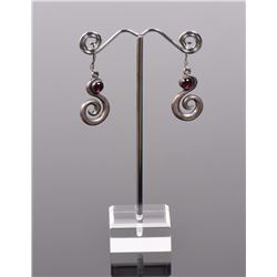Garnett Sterling Silver Dangling Earrings wit