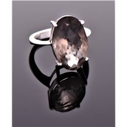 Vintage Smokey Quartz Diamond Cut Sterling Si