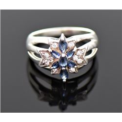 Vintage Sapphire And CZ Diamond Starburst Ste