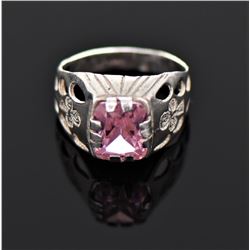 Vintage Pink Topaz Sterling Silver Ring With