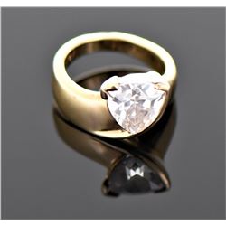 Vintage Trillion Cut CZ Diamond Gold Over Ste