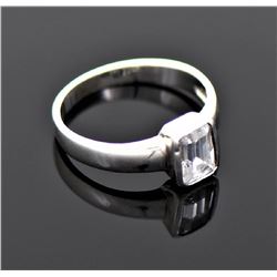 Vintage Emerald Cut CZ Diamond Gold Over Ster