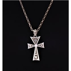 Sterling Silver Cross Pendant And Chain. Stam