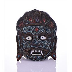 Rare Tibetan God of Death Mask Decorated And