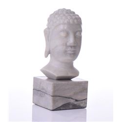 Vietnamese White Marble Buddha Head Mounted O