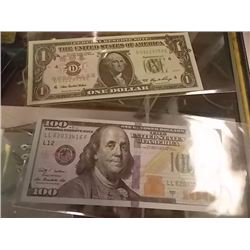 BILLS - 2 TTL - $100 USA & $1 USA - NOT LEGAL TENDAR
