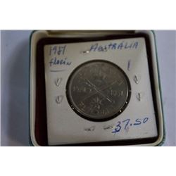 COIN - 1951 SILVER AUSTRALIAN FLORIN 1 DOLLAR COIN