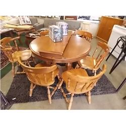 KROEHLER MAPLE DINING TABLE WITH LEAF & 6 CHAIRS