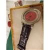 Image 1 : WATCH - NEW DIAMOND KING WATCH SET WITH 6 BRILLIANT DIAMONDS, RED FACE & LEATHER STRAP - RETAIL ESTI