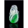 Image 3 : Burma Green Jadeite Carved Lotus Pendant