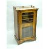 Image 1 : A Victorian inlaid figured walnut music cabinet with glazed door enclosing shelves, drawer and di...