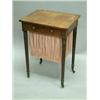 Image 1 : A Regency mahogany work table with frieze drawer and pull out basket on reeded tapered legs with...