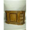 Image 1 : A Victorian inlaid figured walnut credenza with bowed ends (now fitted perspex) and central panel...