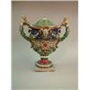 Image 1 : A Continental majolica Cellini-esque urn with caryatid handles, on square foot, 21 ins. (a.f)...