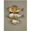 Image 1 : Three Henriot Quimper pottery dishes, each in the shape of a fish, painted in traditional manner,...