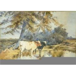 F. Crittenden watercolour, Cattle watering, signed and dated '03, 7 x 10 ins....