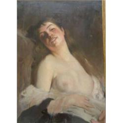 Attributed to Charles Chaplin (1825-1891) oil on canvas, Jeune Femme, 1877, inscribed verso, 26 x...