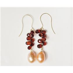 #3-14KT YELLOW GOLD GARNET & FW PINK PEARL